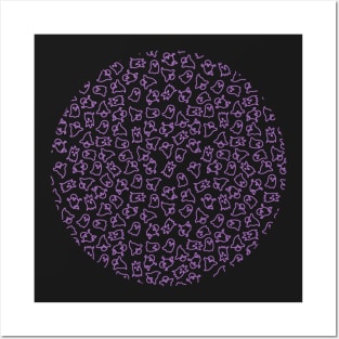 Halloween Neon Ghosts Pattern Violet Posters and Art